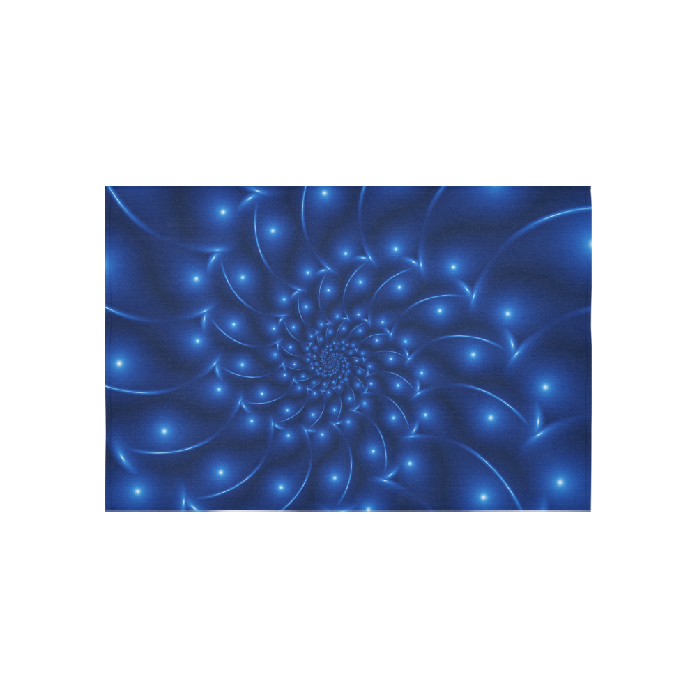 Glossy Blue Spiral Fractal Cotton Linen Wall Tapestry 60"x 40"