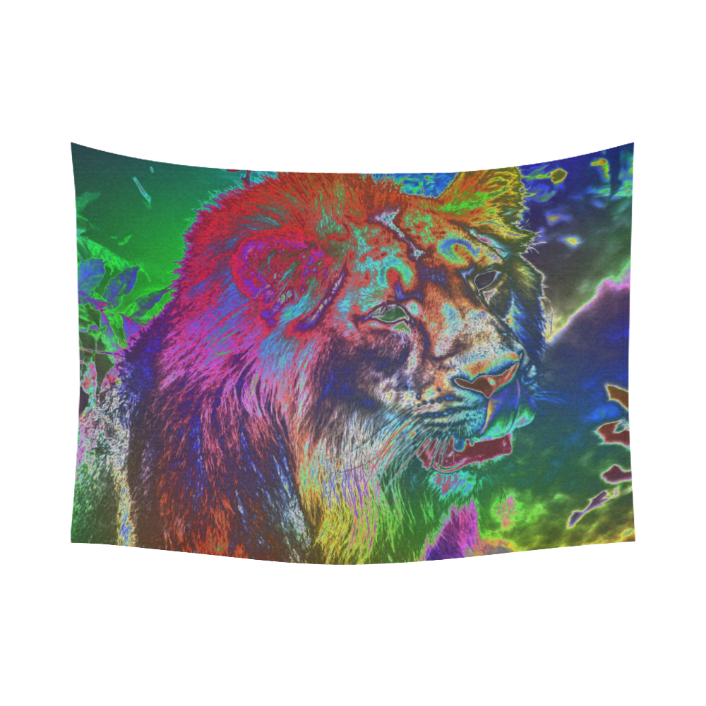 NEON Lion Cotton Linen Wall Tapestry 80"x 60"
