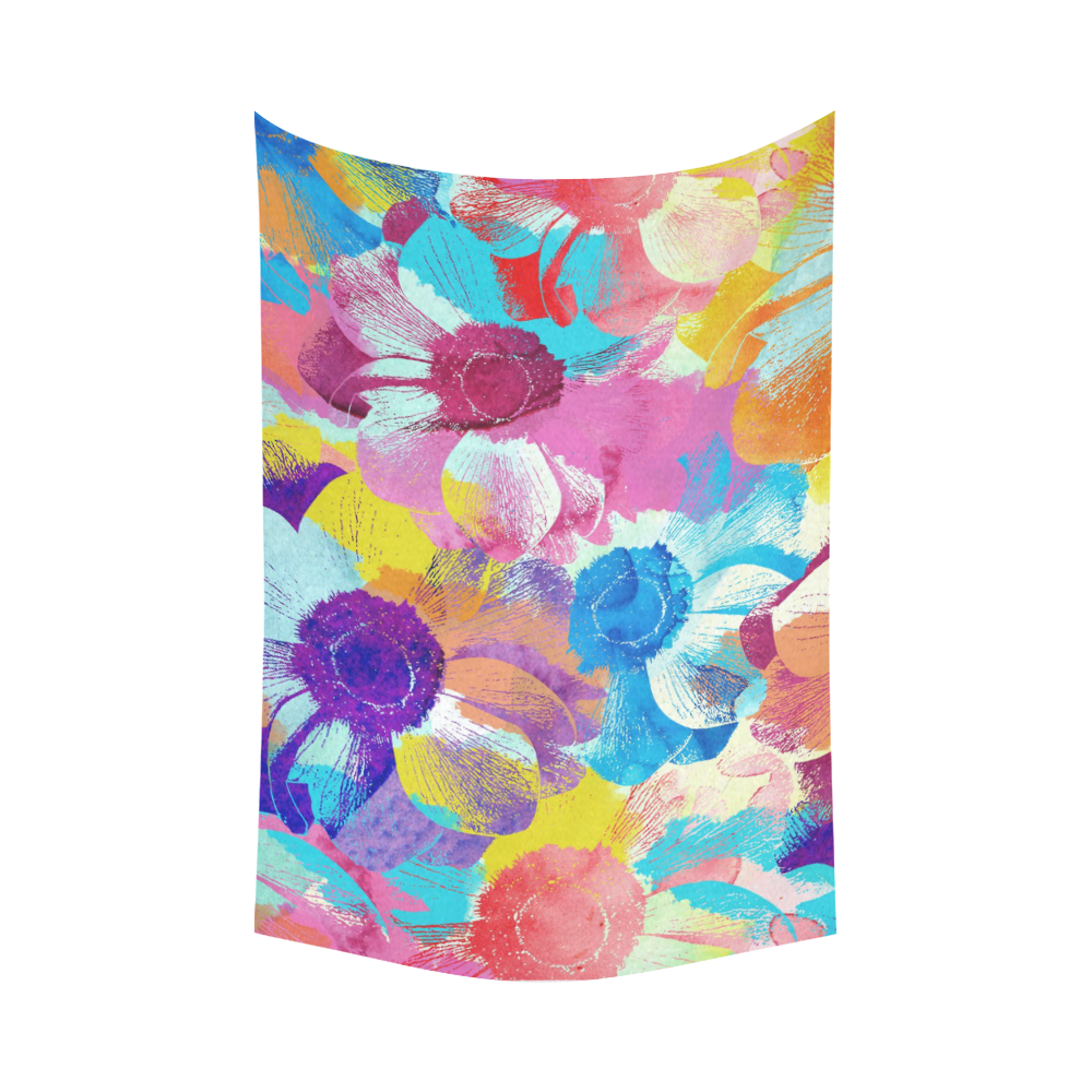 Anemones Flower Cotton Linen Wall Tapestry 90"x 60"