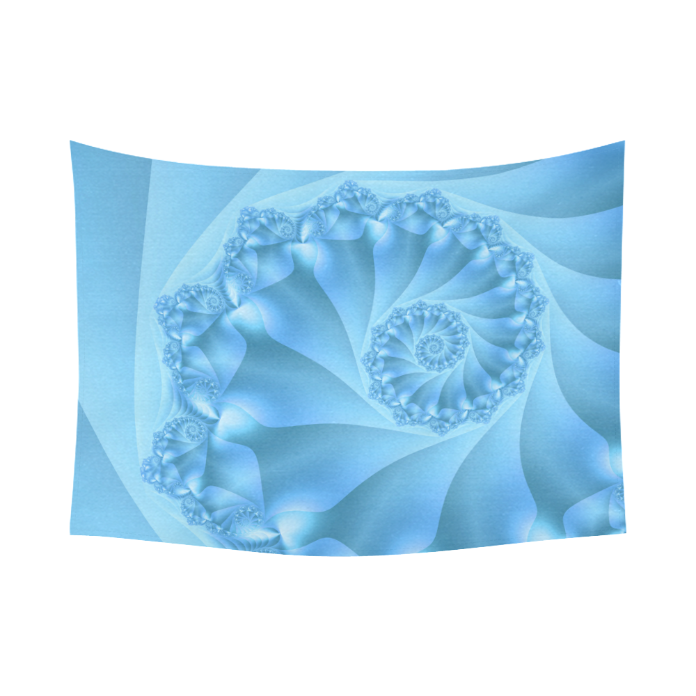 Blue Spiral Fractal Cotton Linen Wall Tapestry 80"x 60"
