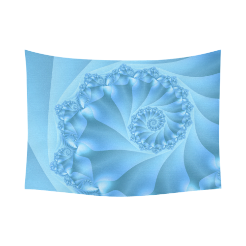 Blue Spiral Fractal Cotton Linen Wall Tapestry 80"x 60"