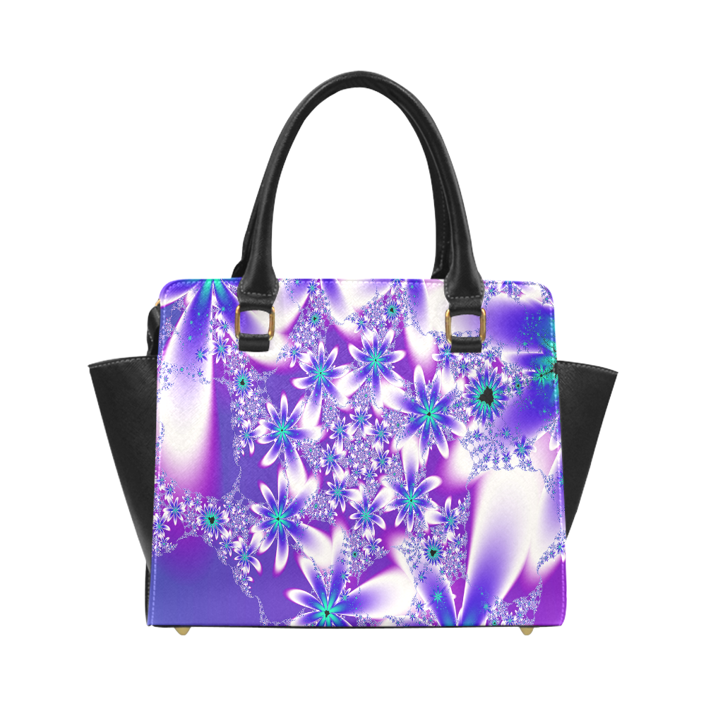 Purple Fractal Flowers Classic Shoulder Handbag Classic Shoulder Handbag (Model 1653)