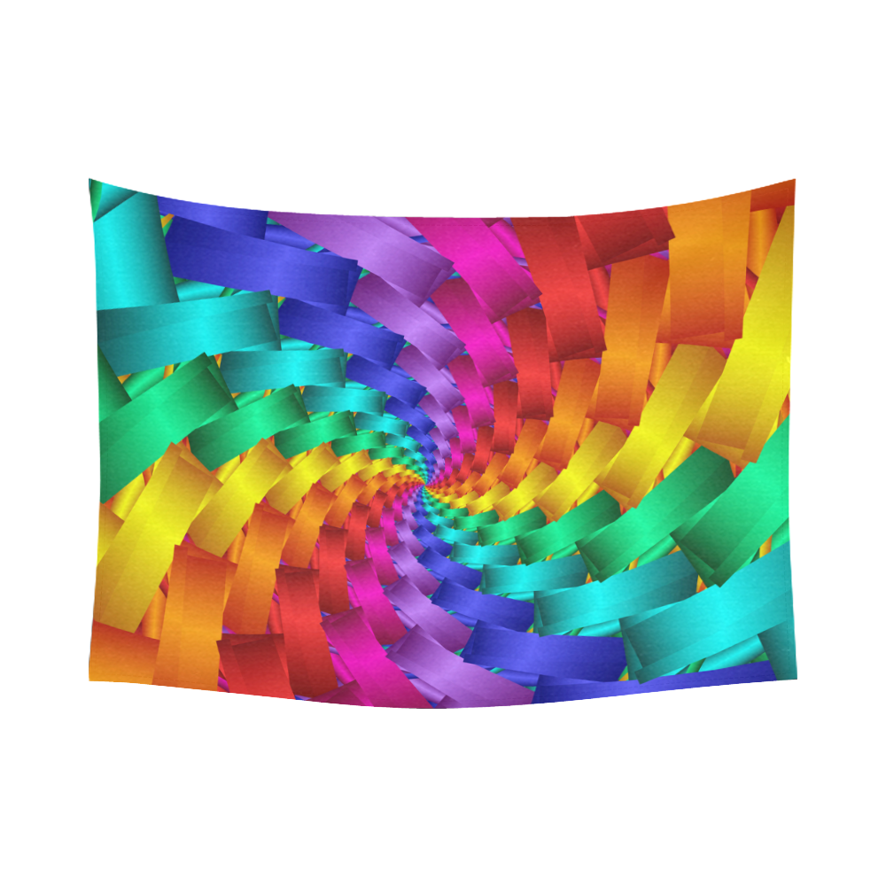 Psychedelic Rainbow Spiral Cotton Linen Wall Tapestry 80"x 60"