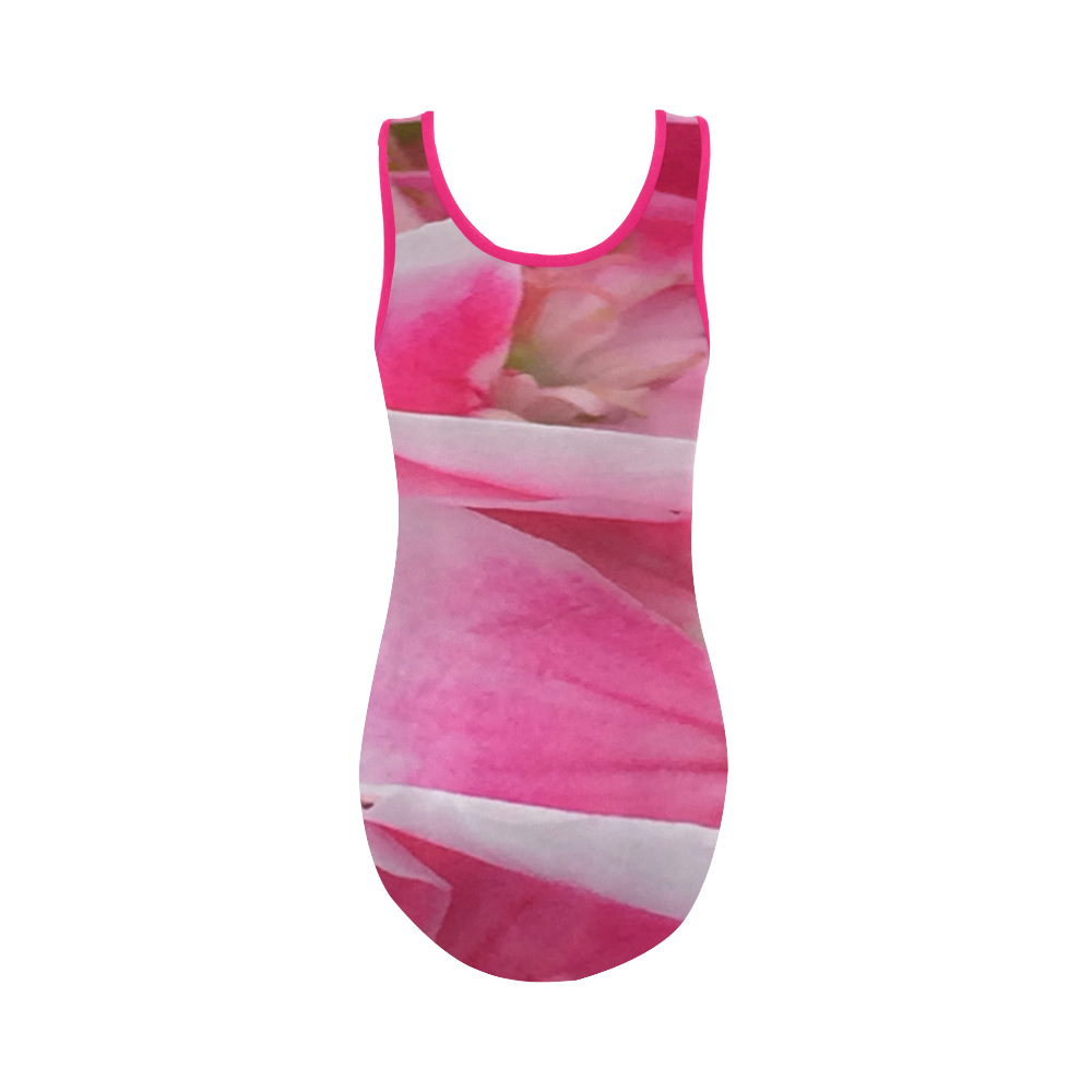 Pretty Pink Flora Vest One Piece Swimsuit (Model S04)