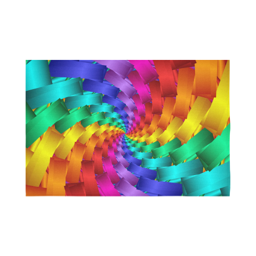 Psycheelic Rainbow Spiral Cotton Linen Wall Tapestry 90"x 60"