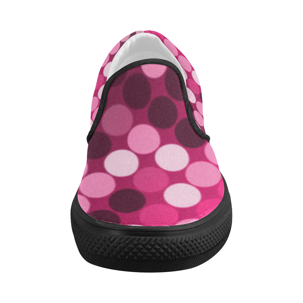 Pink Spots Women's Slip-on Canvas Shoes (Model 019)