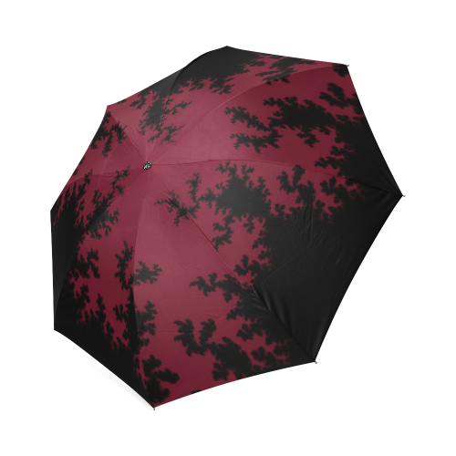 black and dark red fractal Foldable Umbrella (Model U01)