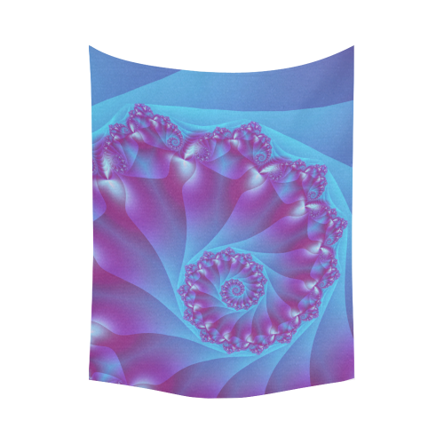 Blue and Purple Spiral Fractal Cotton Linen Wall Tapestry 80"x 60"