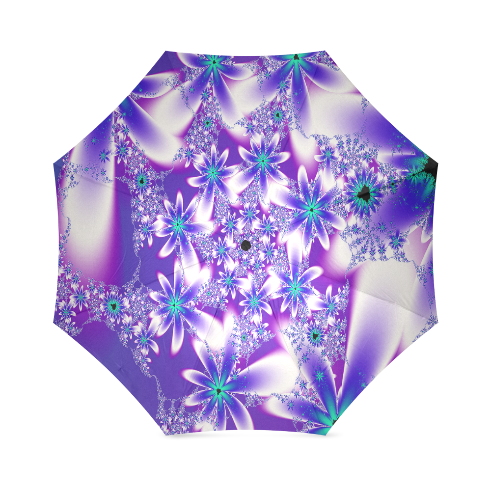 Purple Flowers Pattern Umbrella Foldable Umbrella (Model U01)