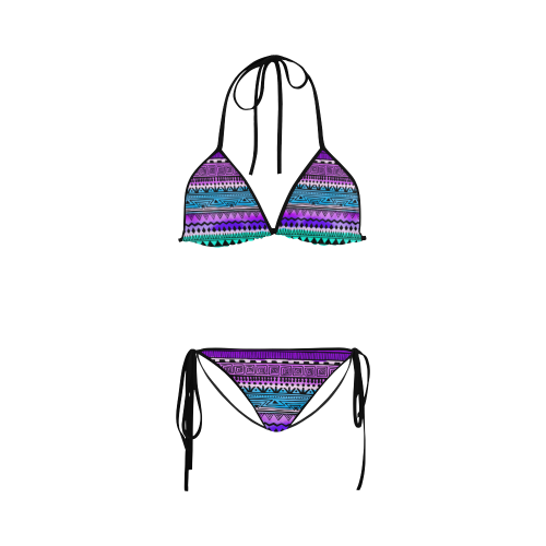 Purple Teal Tribal Pattern Custom Bikini Swimsuit