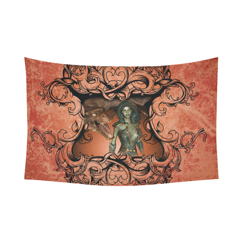 The dragon with fairy Cotton Linen Wall Tapestry 90"x 60"