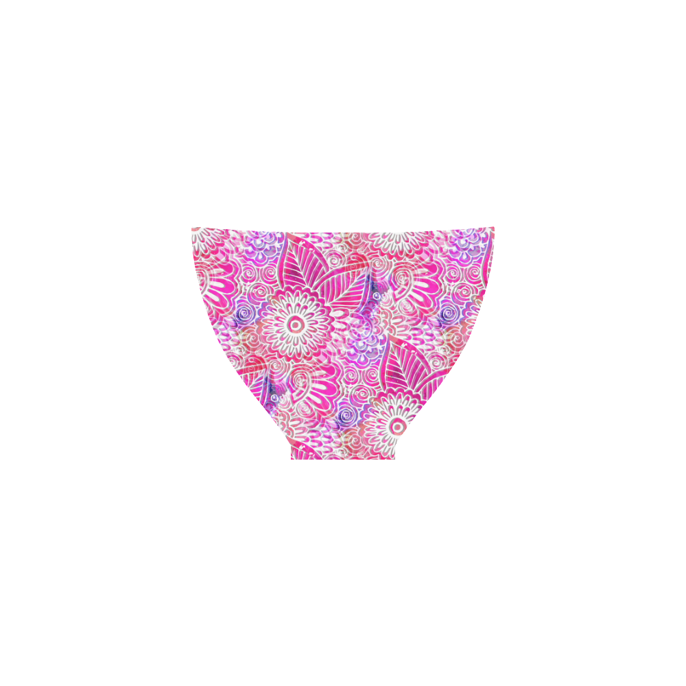 Pink Boho Flowers Custom Bikini Swimsuit