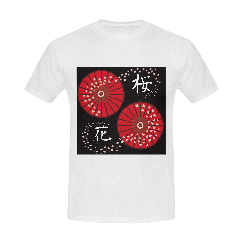 Japanese Umbrella "Cherry Blossoms" Men's Slim Fit T-shirt (Model T13)