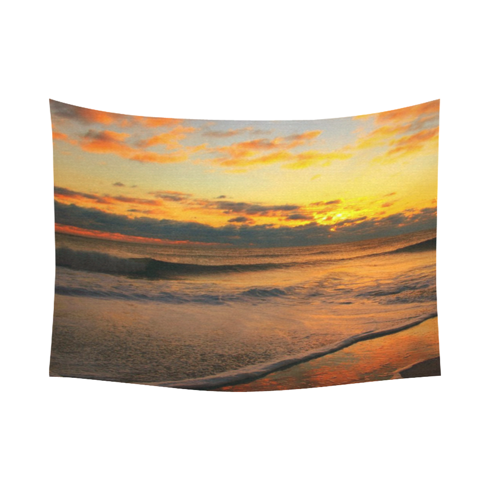 Stunning sunset on the beach Cotton Linen Wall Tapestry 80"x 60"