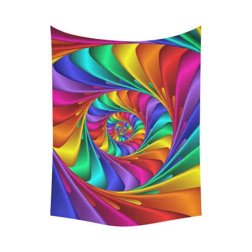 Psychedelic Rainbow Spiral Cotton Linen Wall Tapestry 80"x 60"