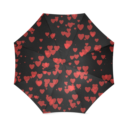 red and black hearts Foldable Umbrella (Model U01)