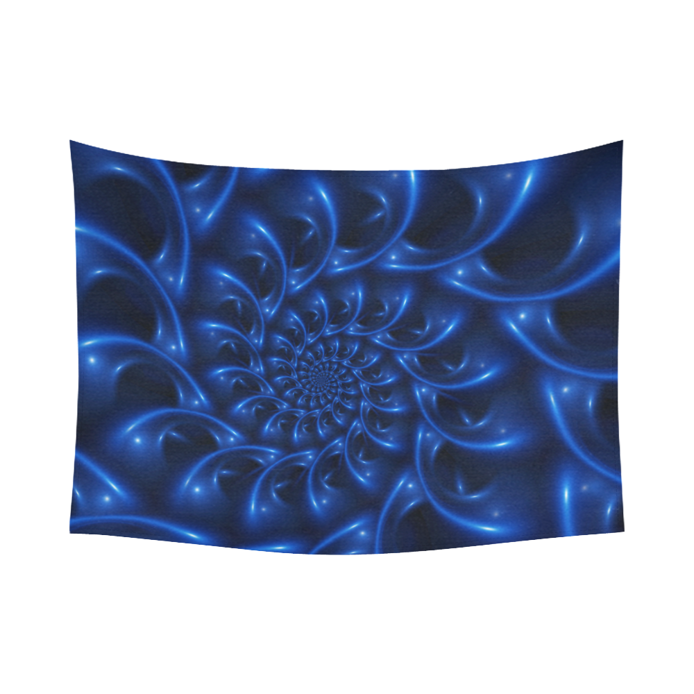 Glossy Blue Spiral Fractal Cotton Linen Wall Tapestry 80"x 60"