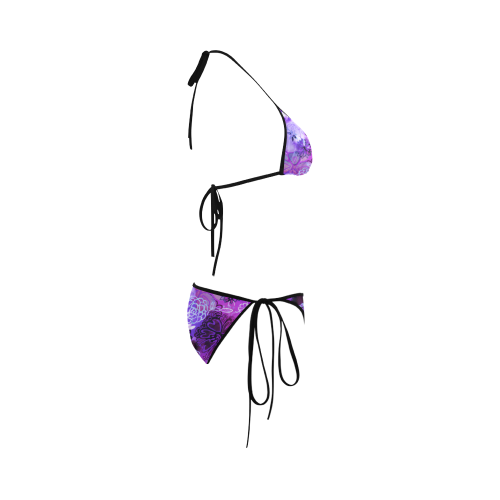 Urban Purple Flowers Custom Bikini Swimsuit