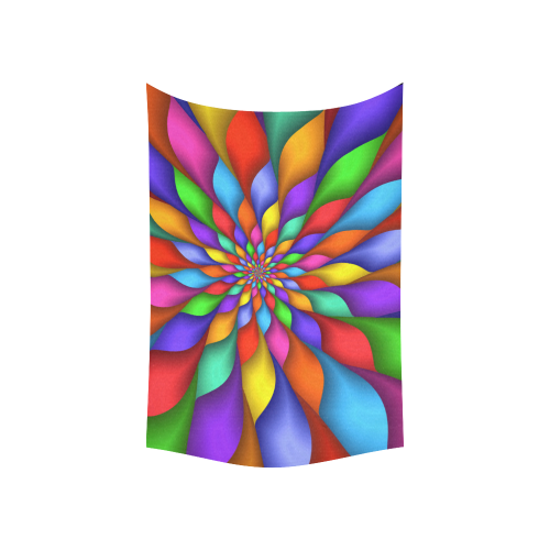 Psychedelic Rainbow Spiral Petals Cotton Linen Wall Tapestry 60"x 40"