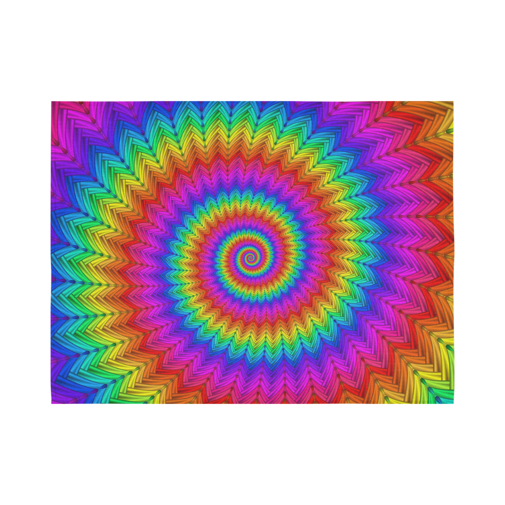 Psychedelic Rainbow Spiral Cotton Linen Wall Tapestry 80"x 60"