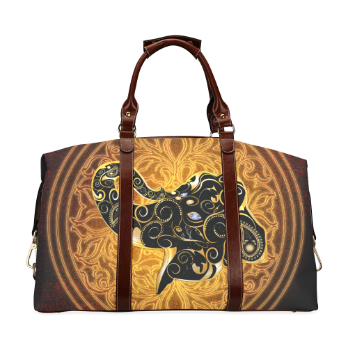 Gold, black elephant Classic Travel Bag (Model 1643)