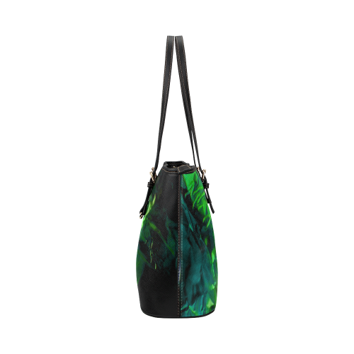 Abstract Emerald Leather Tote Bag/Large (Model 1651)