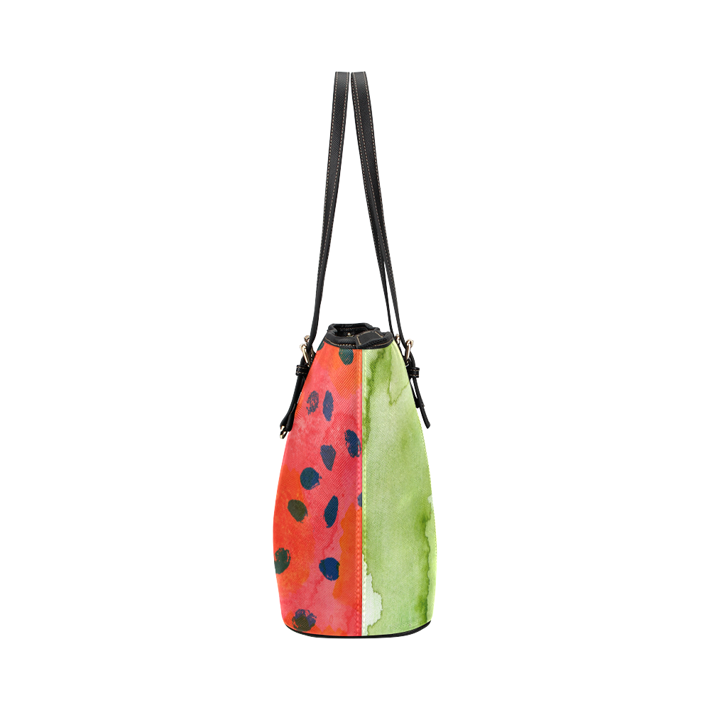 Abstract Watermelon Leather Tote Bag/Small (Model 1651)