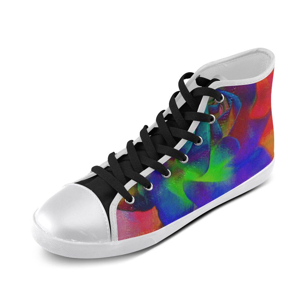 Psychedelic Rose High Top Canvas Kid's Shoes (Model 002) | ID: D327183