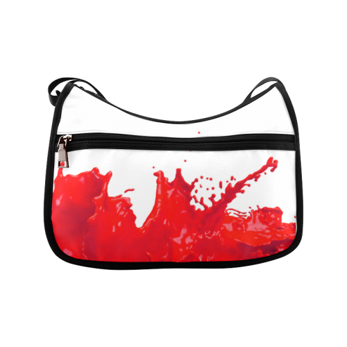 Glossy Red Paint Splash Crossbody Bags (Model 1616)