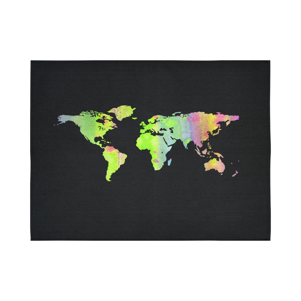 World Map Cotton Linen Wall Tapestry 80"x 60"