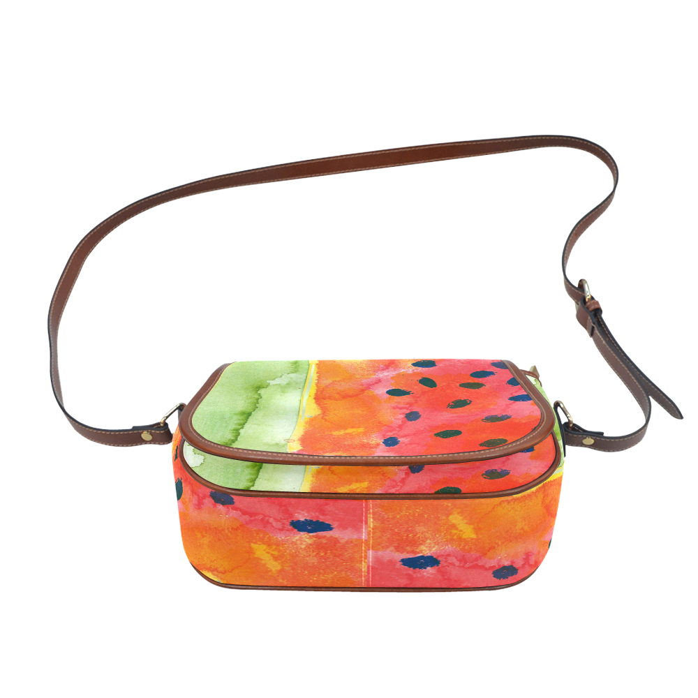 Abstract Watermelon Saddle Bag/Small (Model 1649) Full Customization