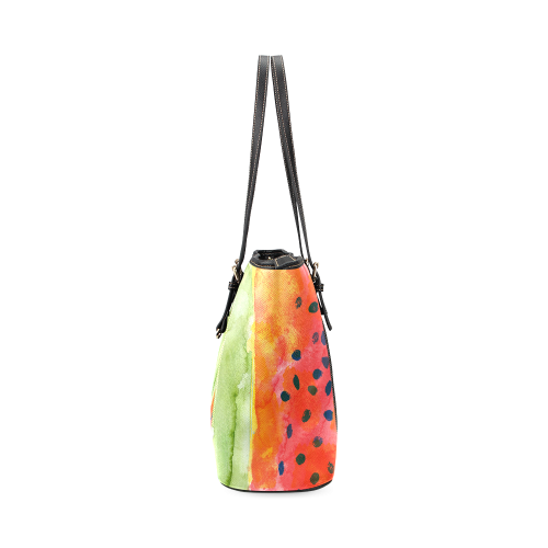 Abstract Watermelon Leather Tote Bag/Large (Model 1640)