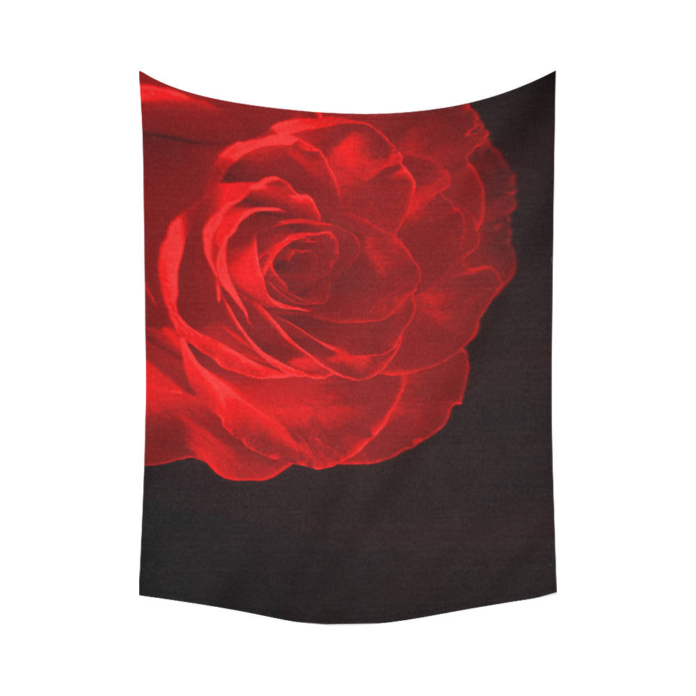 A Rose Red Cotton Linen Wall Tapestry 80"x 60"