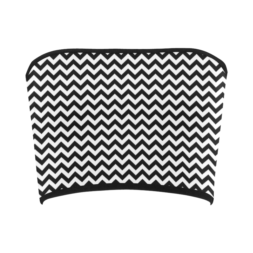 black and white small zigzag chevron Bandeau Top