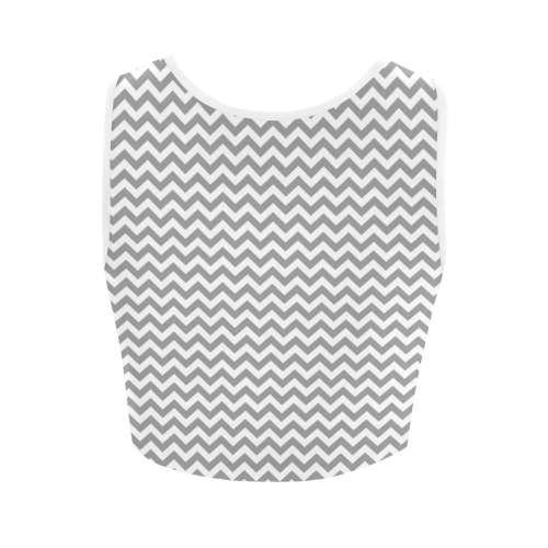 Grey and white small zigzag chevron Women's Crop Top (Model T42)