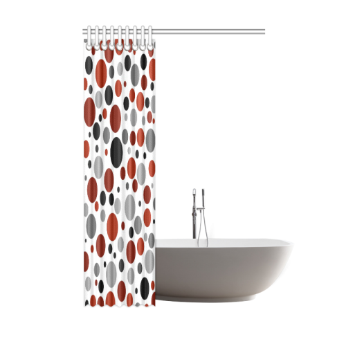 red black gray polka dots Shower Curtain 48"x72"
