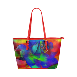 Psychedelic Rose Leather Tote Bag/Small (Model 1651)