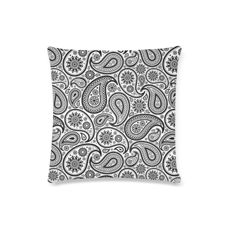 Black Paisley pattern Custom Zippered Pillow Case 16"x16"(Twin Sides)