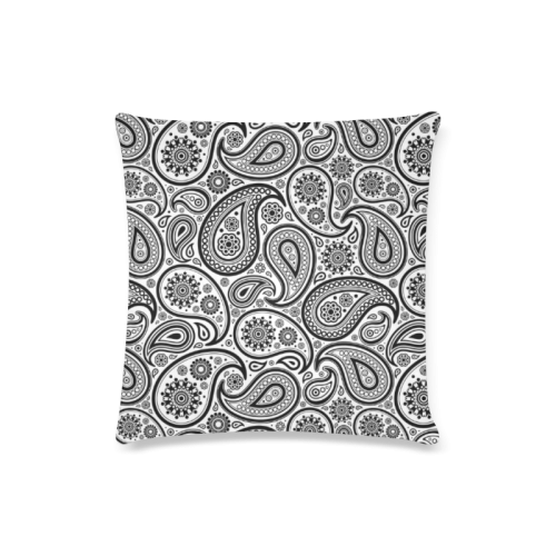 Black Paisley pattern Custom Zippered Pillow Case 16"x16"(Twin Sides)
