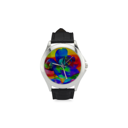 Psychedelic Rose Women's Classic Leather Strap Watch(Model 203)