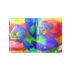 Psychedelic Rose Men's Leather Wallet (Model 1612)