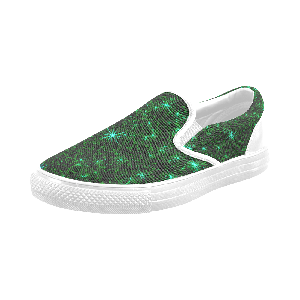 Sparkling Green - Jera Nour Men's Slip-on Canvas Shoes (Model 019)