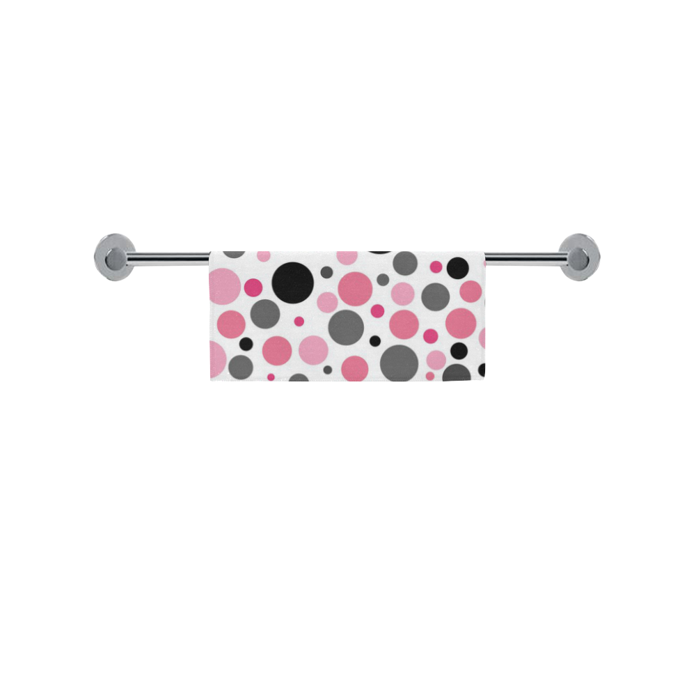pink gray and black polka dot Square Towel 13“x13”