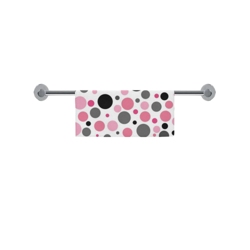 pink gray and black polka dot Square Towel 13“x13”