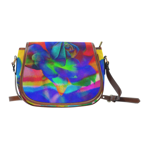 Psychedelic Rose Saddle Bag/Small (Model 1649) Full Customization