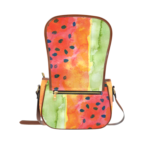 Abstract Watermelon Saddle Bag/Small (Model 1649) Full Customization