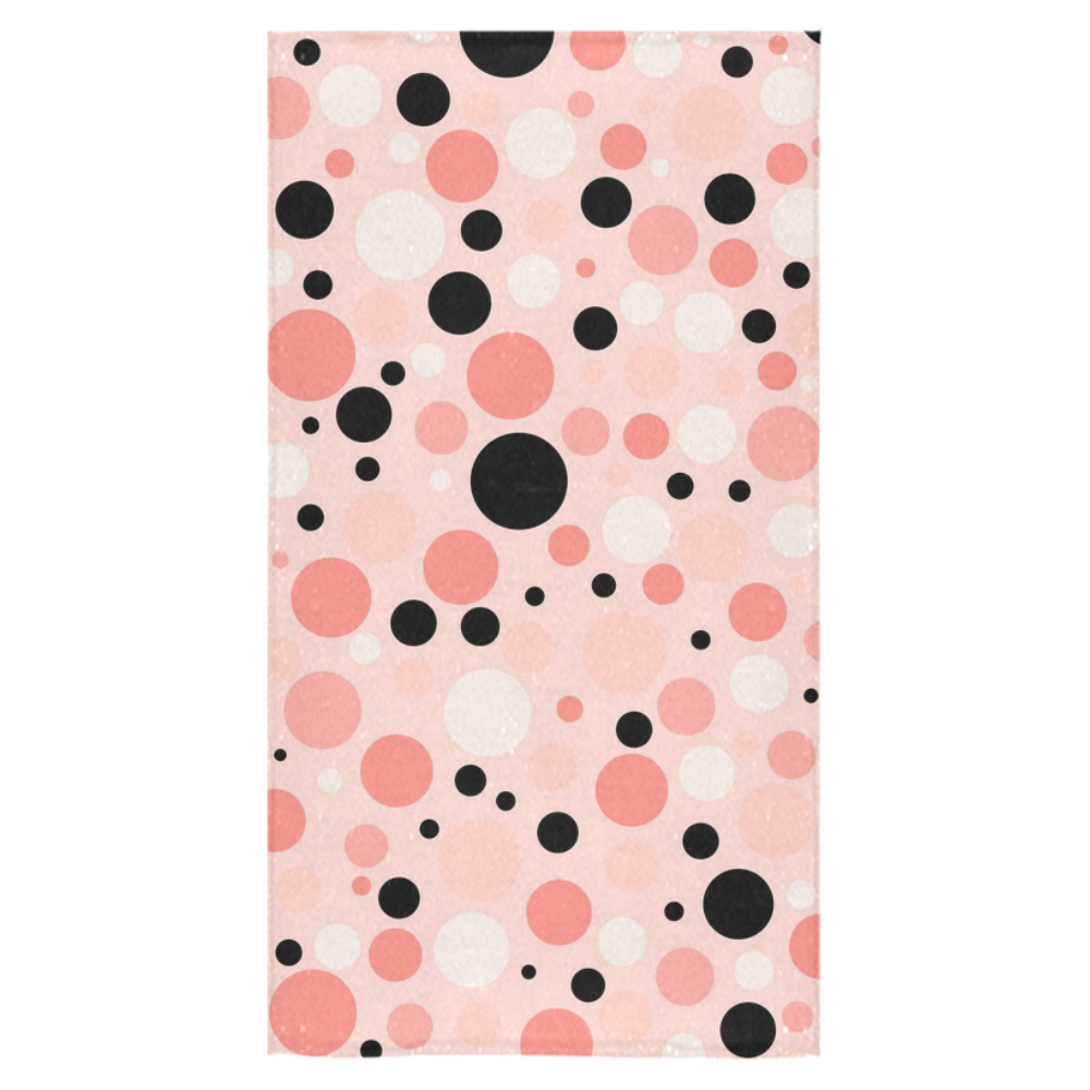 vintage pink and black polka dot Bath Towel 30"x56"