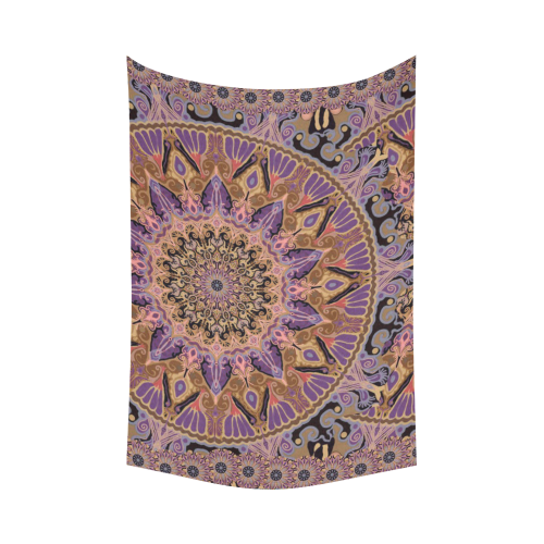 boho mandala 9 Cotton Linen Wall Tapestry 90"x 60"
