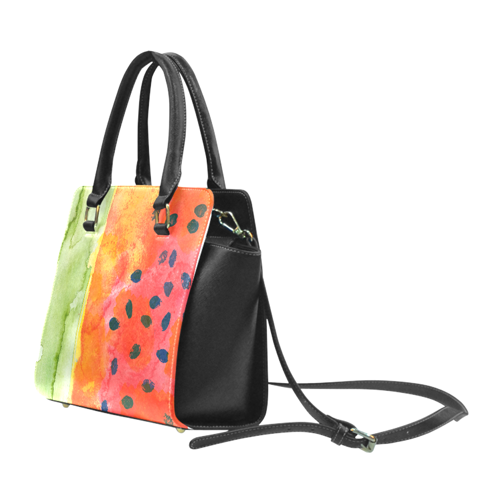 Abstract Watermelon Rivet Shoulder Handbag (Model 1645)