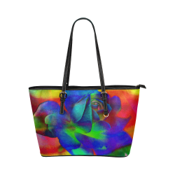 Psychedelic Rose Leather Tote Bag/Large (Model 1651)